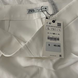 Zara White Pleated Pant